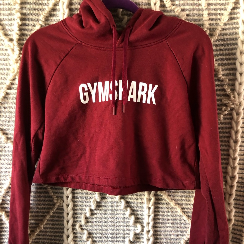 Red Cropped Hoodie Long Sleeve